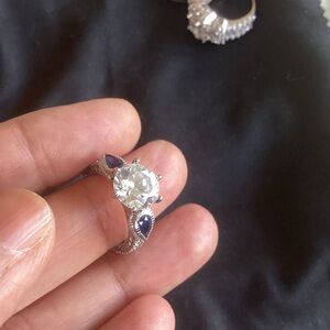 Elegant sterling Silver and Blue Gemstone Ring